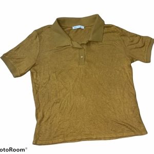 Zara Collared Crop Polo Top sz M